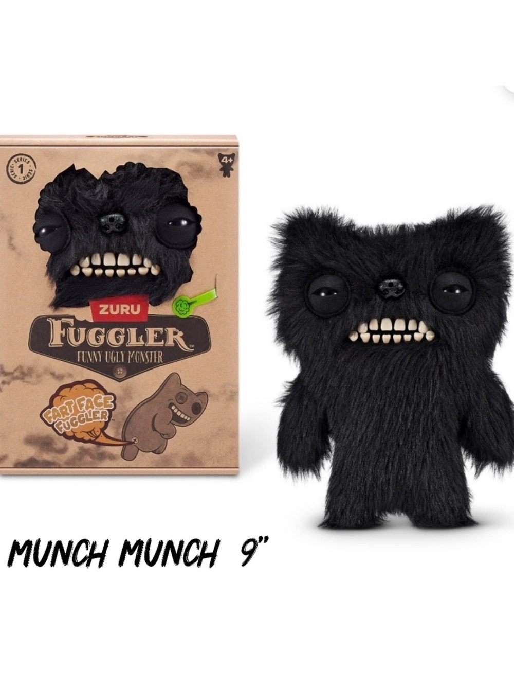 FUGGLER Fart Face Munch Munch Soft Plush, Funny Ugly Monster Stuffed Animal,NIB